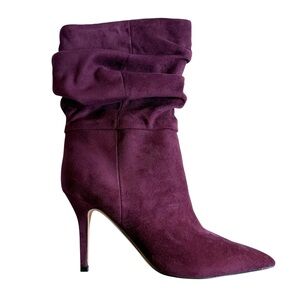 NWOT Nine West Pointed Toe Slouch Mid Calf Plum Boots Size 8